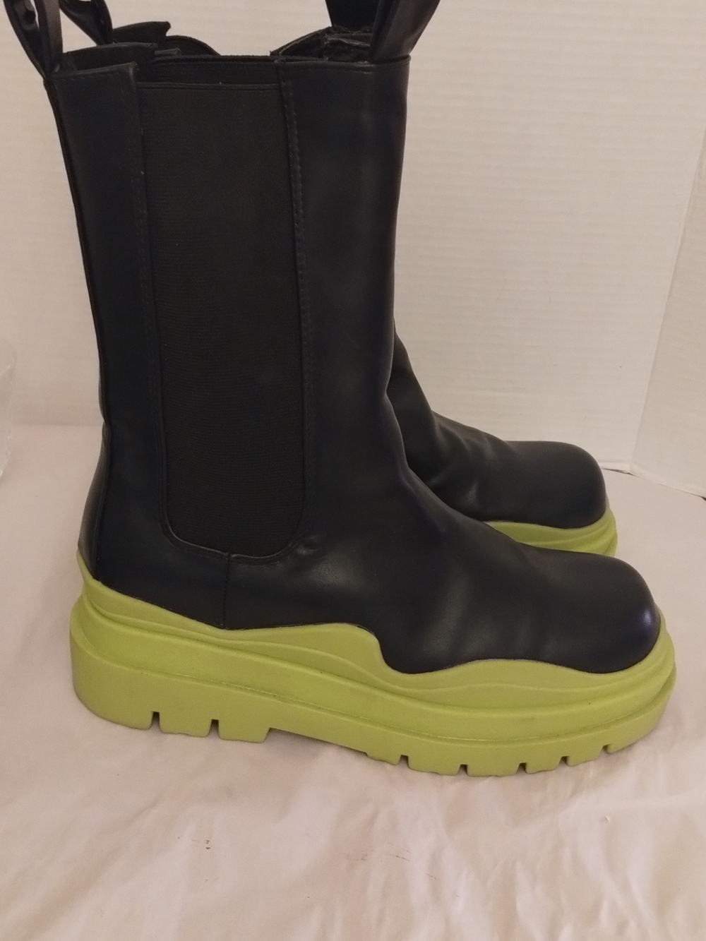 EGO Black/Lime Green Platform Combat Boots